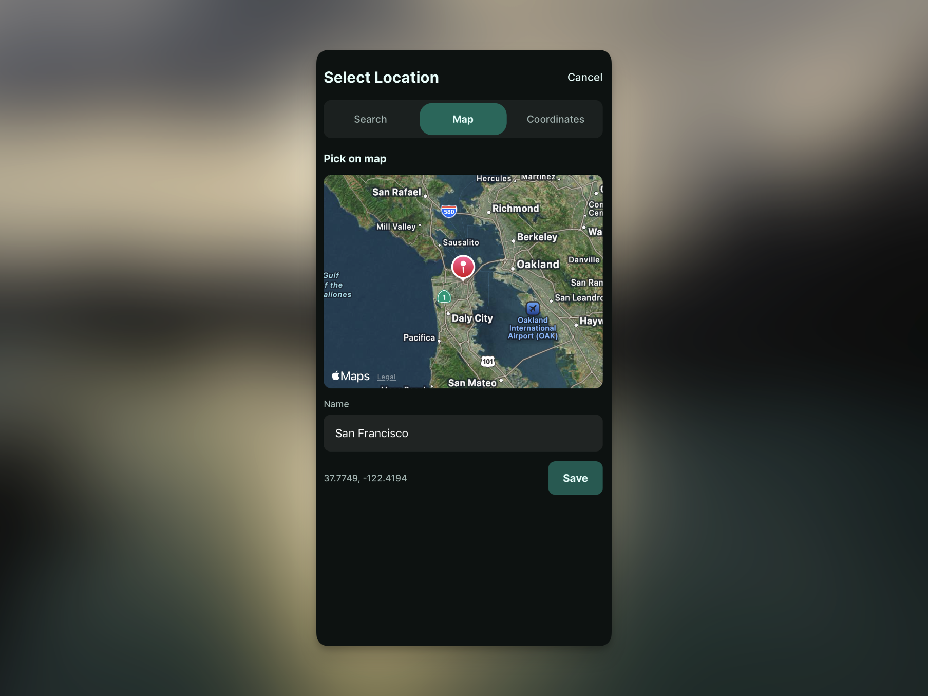Pick an observation spot from the map based on your current location