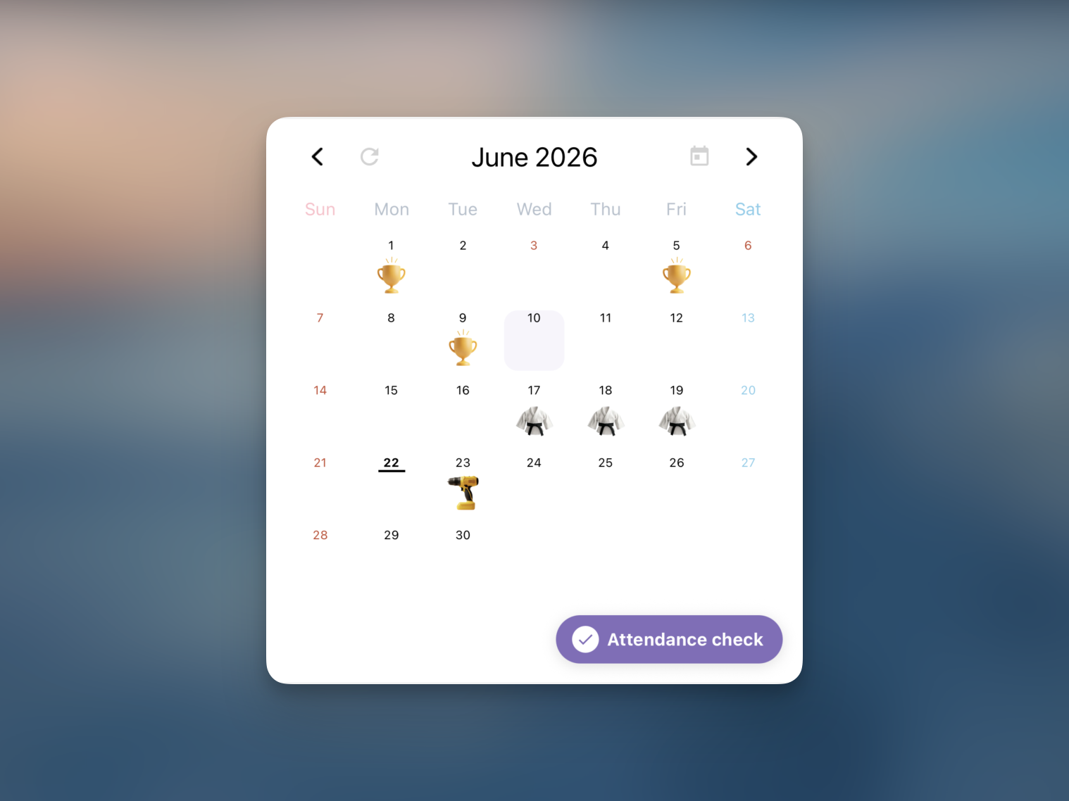 Post Black Belt quick attendance check-in screen