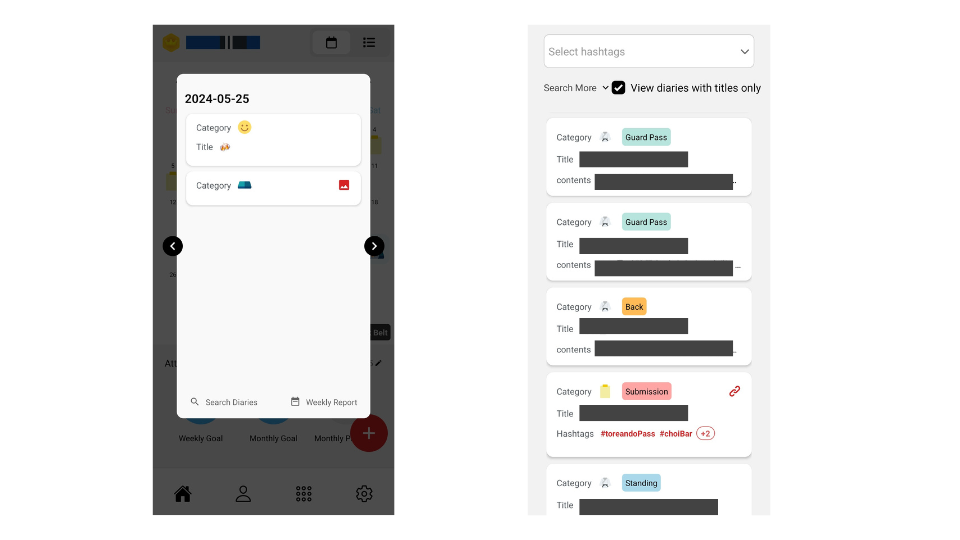 View all journals screen