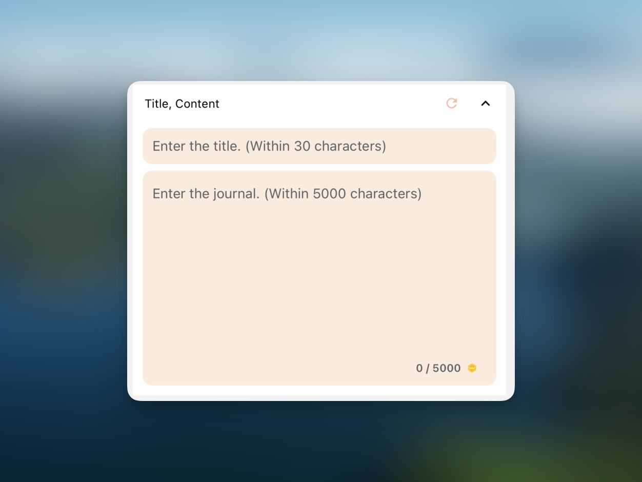 Journal editor with a 5,000 character limit