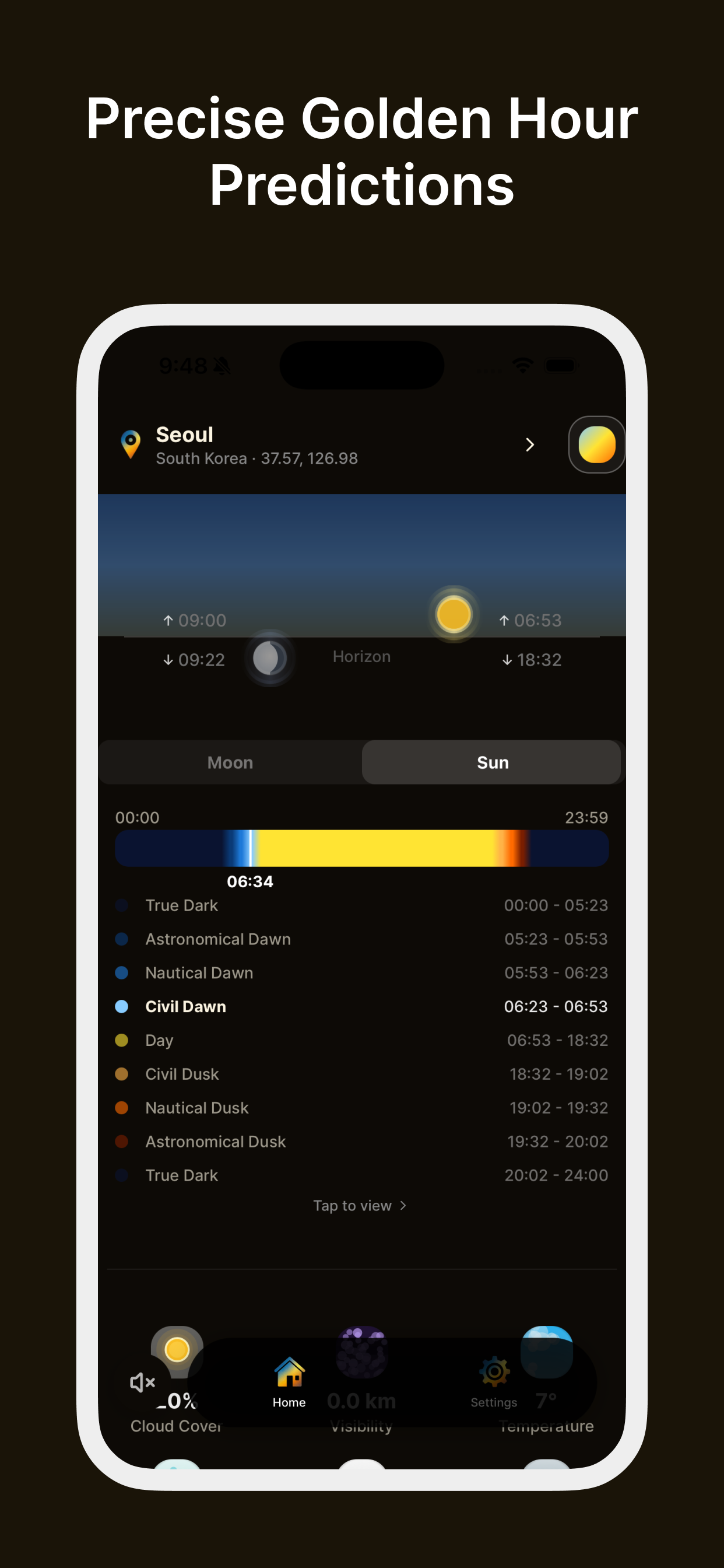 Golden Horizon: Sunrise Sunset main interface screenshot